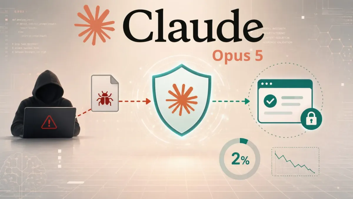 Claude Opus 5 намалява успеваемостта на атаките тип индиректно инжектиране на подкана до 2% в нов бенчмарк анализ