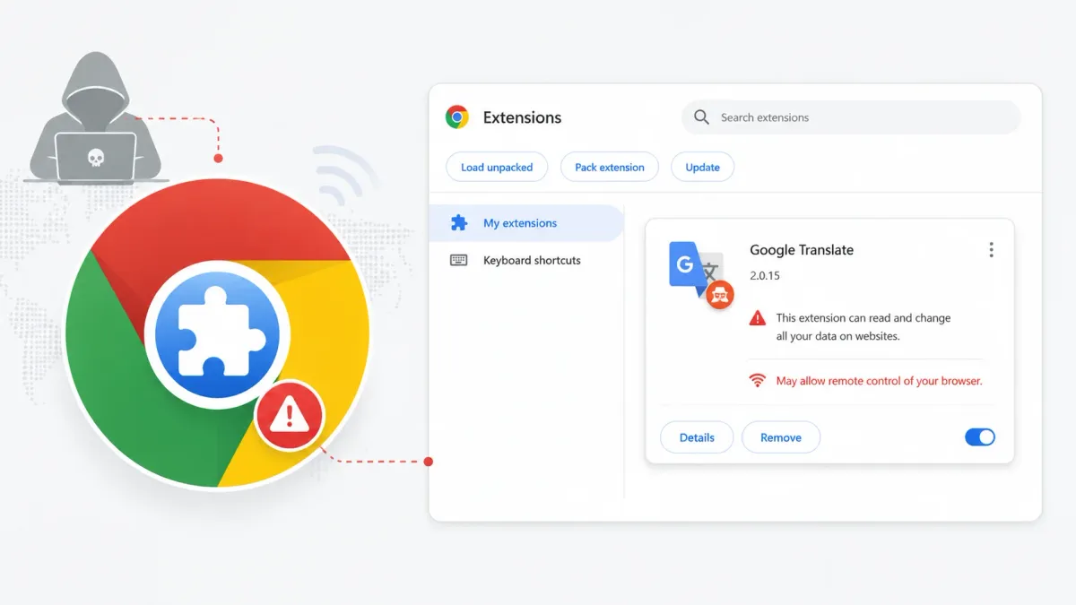 Фалшиво разширение GoogleTranslate за Chrome позволява на атакуващите да контролират отдалечено браузърите ви