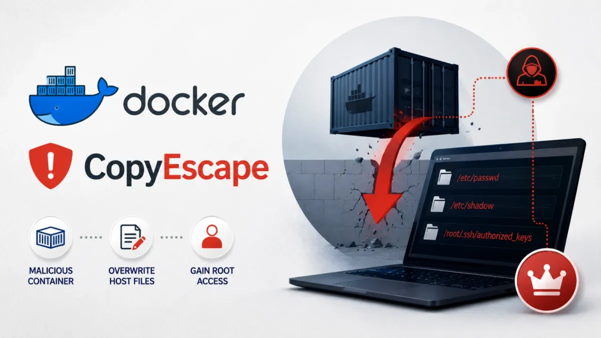 Уязвимост CopyEscape в Docker позволява на злонамерени контейнери да презаписват хост файлове и да получават root права