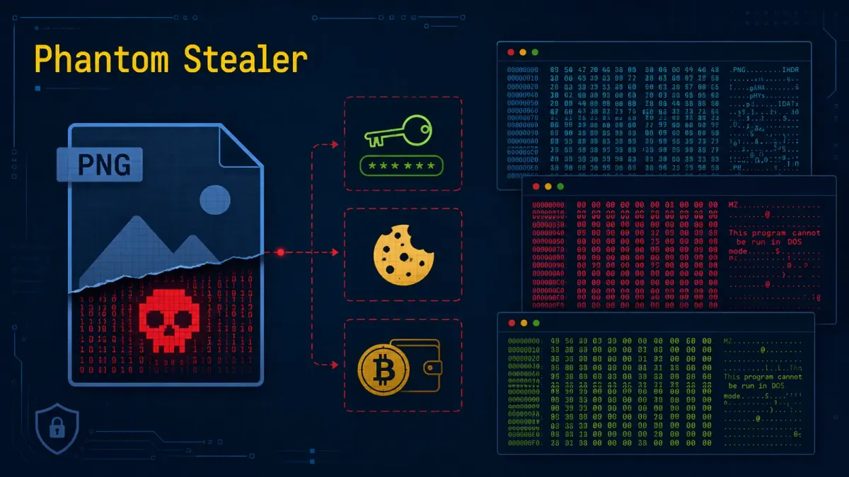 Phantom Stealer се крие в PNG файлове, след което краде паролите, бисквитките и криптовалутата ви