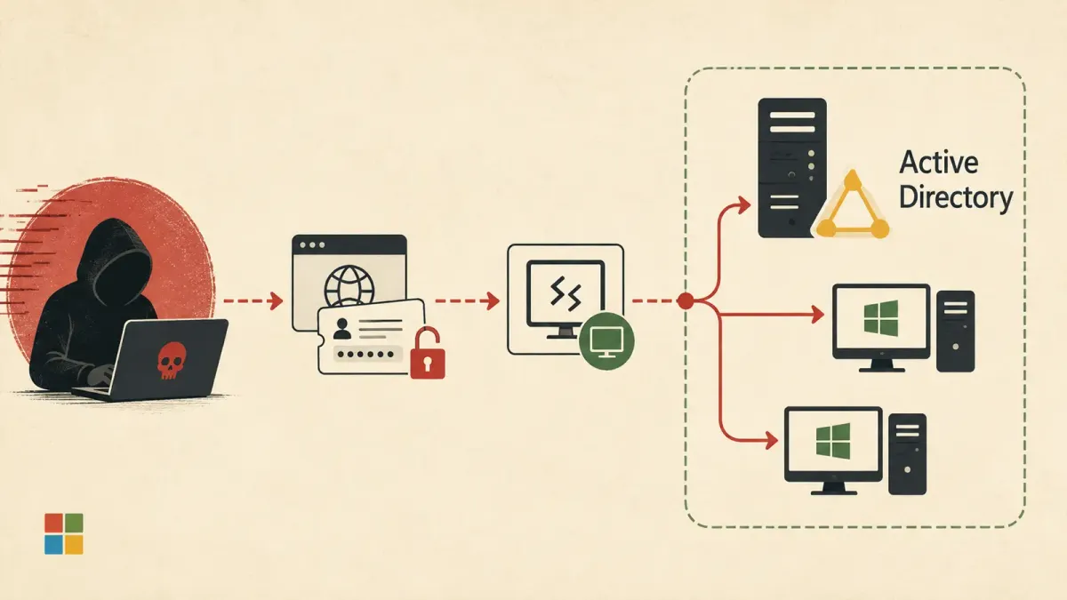 Gunra използва откраднати сесии и RDP за странично придвижване към Active Directory и ИТ работни станции