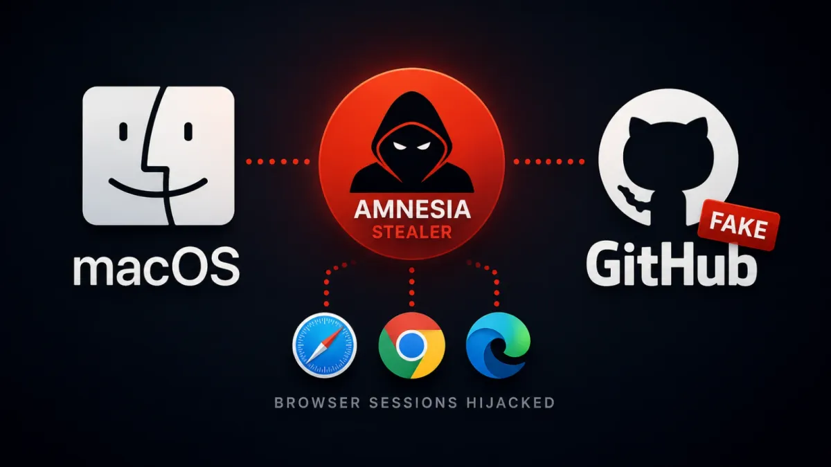 Зловредният софтуер AmnesiaStealer за macOS отвлича браузърни сесии чрез фалшива примамка в GitHub