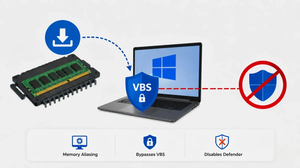 Атаката „Download More RAM“ заобикаля Windows VBS и деактивира Defender чрез дублиране на паметта (Memory Aliasing)