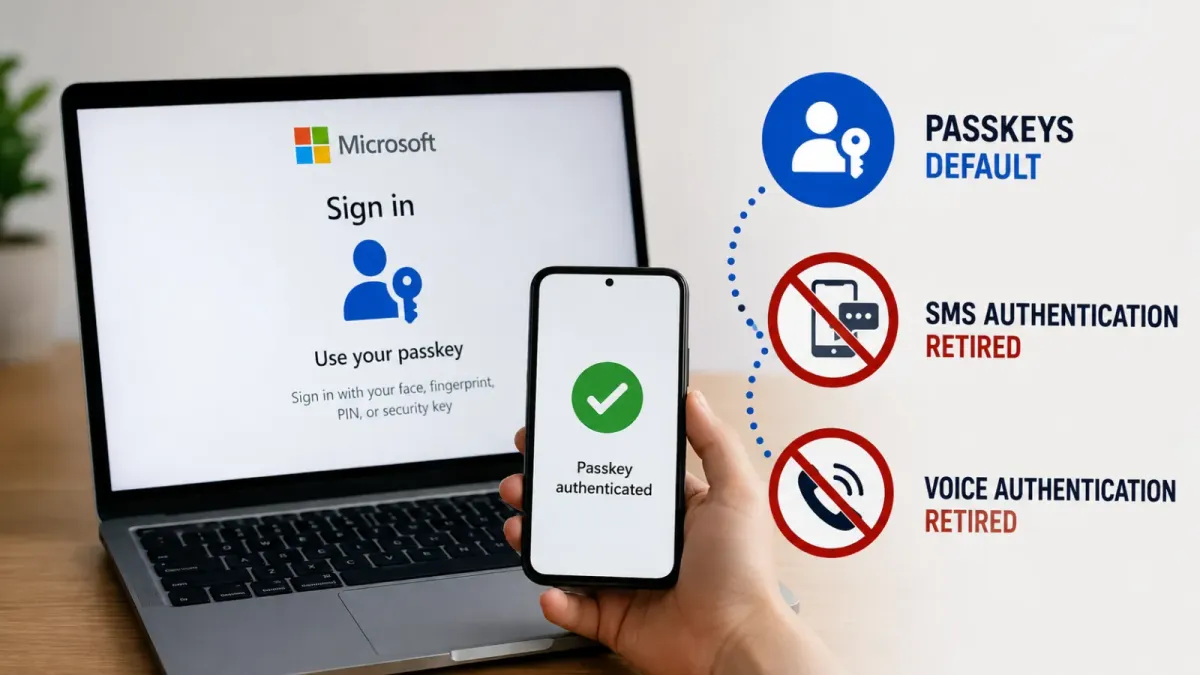 Microsoft ще направи Passkeys метод по подразбиране в Entra ID и премахва SMS и гласовото удостоверяване