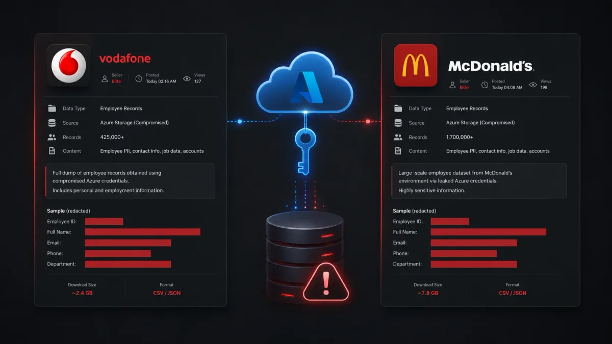 McDonald’s и Vodafone са засегнати от кампания за кражба на идентификационни данни в Azure, изложила на риск милиони корпоративни записи