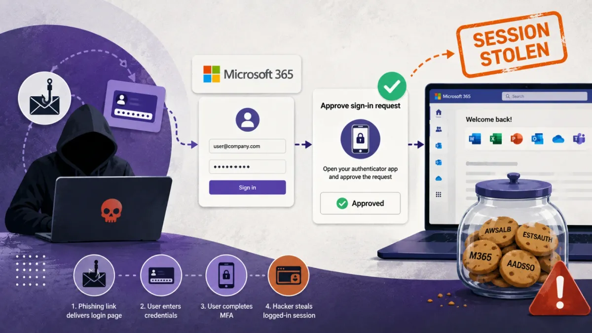 Хакери позволяват на потребители на Microsoft 365 да завършат MFA, след което крадат логнатите им сесии