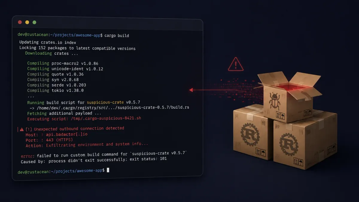 Популярни Rust пакети с 244 милиона изтегляния са компрометирани за разпространение на зловреден код