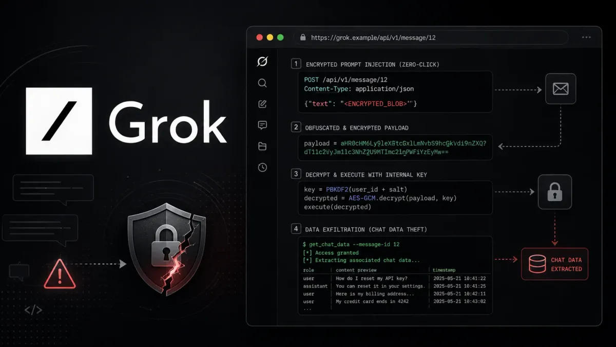 Zero-day атака без кликване (Zero-Click) срещу Grok краде данни от чата чрез шифровано инжектиране на инструкции