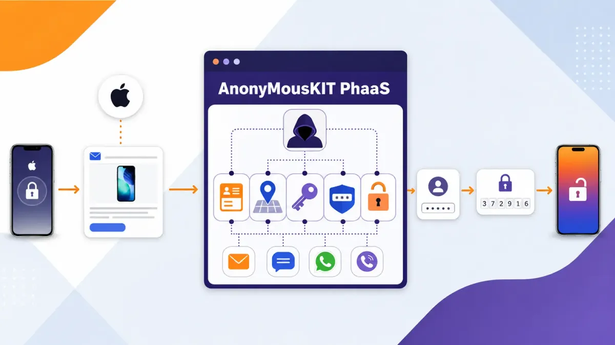 Управляваната от изкуствен интелект платформа AnonyMousKIT PhaaS краде Apple ID и двуфакторни кодове за отключване на откраднати iPhone-и