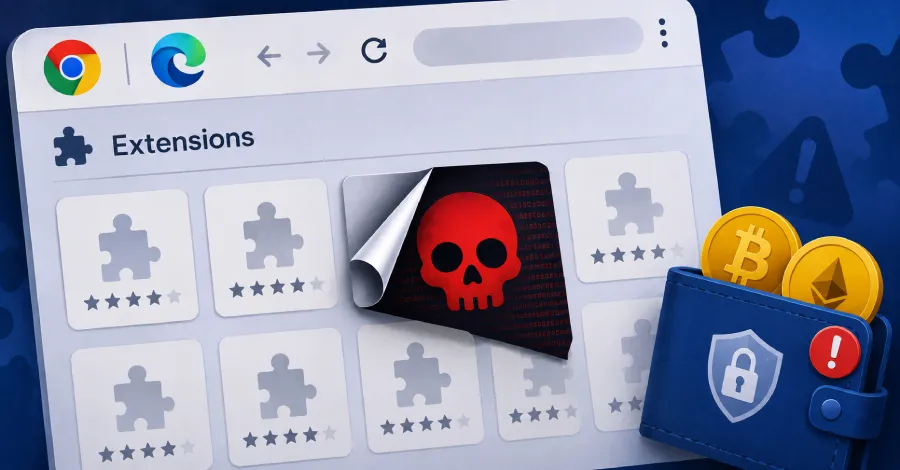 Открити са 19 разширения за Chrome и Edge със злонамерен код за кражба на портфейли и източване на криптовалута