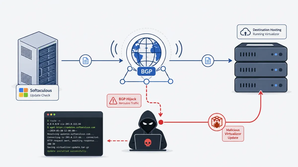 BGP пренасочване отклони трафика на Softaculous за внедряване на компрометирана актуализация на Virtualizor