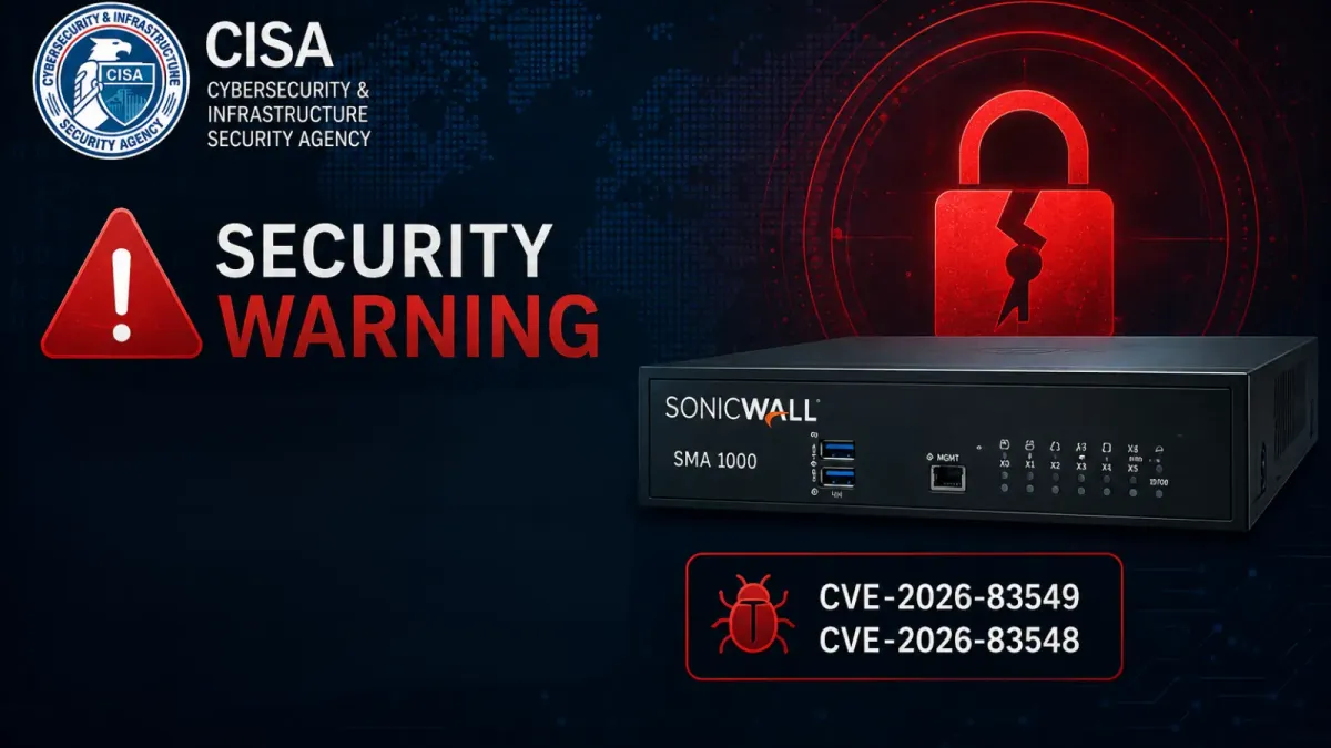 CISA предупреждава за уязвимости в SonicWall SMA1000, които се експлоатират активно в атаки