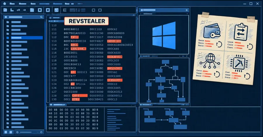 Четири модула, свързани с REVSTEALER, деактивират Windows Update и Defender, за да стартират копач на криптовалута