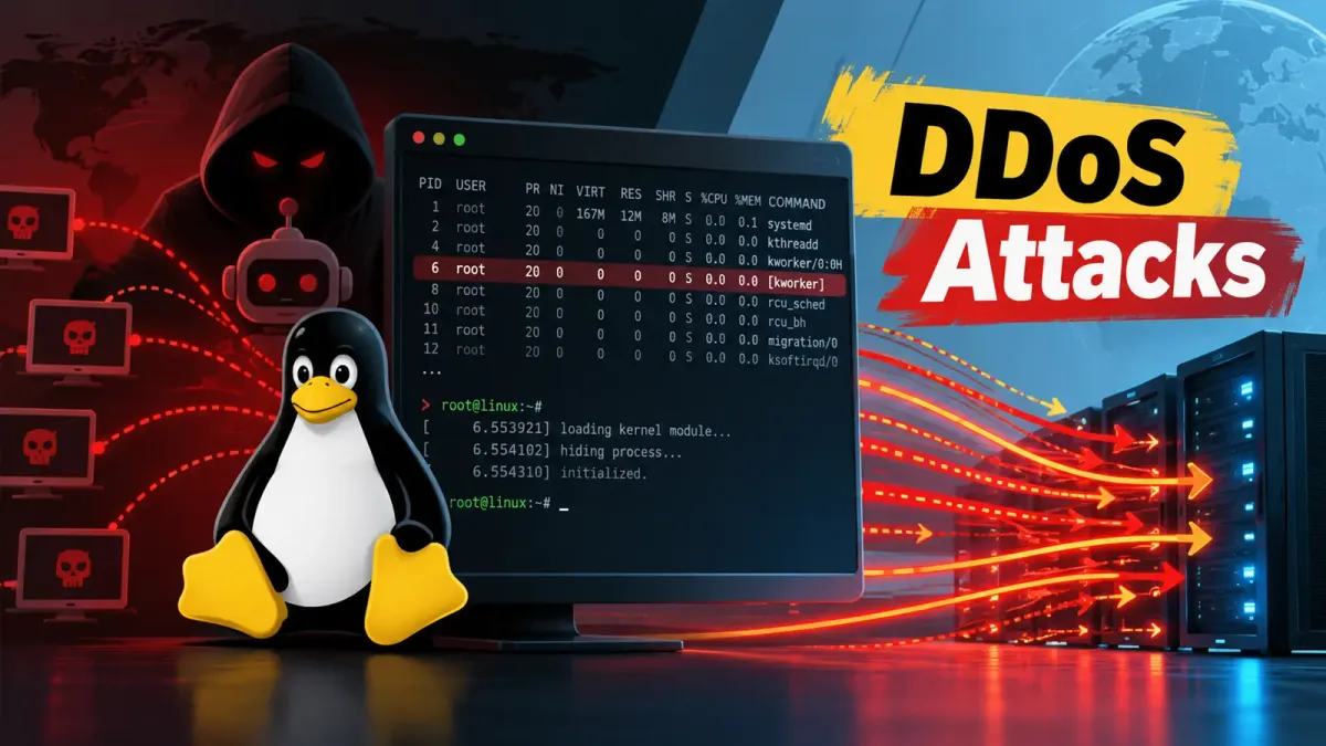 Нов Linux бот се прикрива като ядрен процес и стартира DDoS атаки