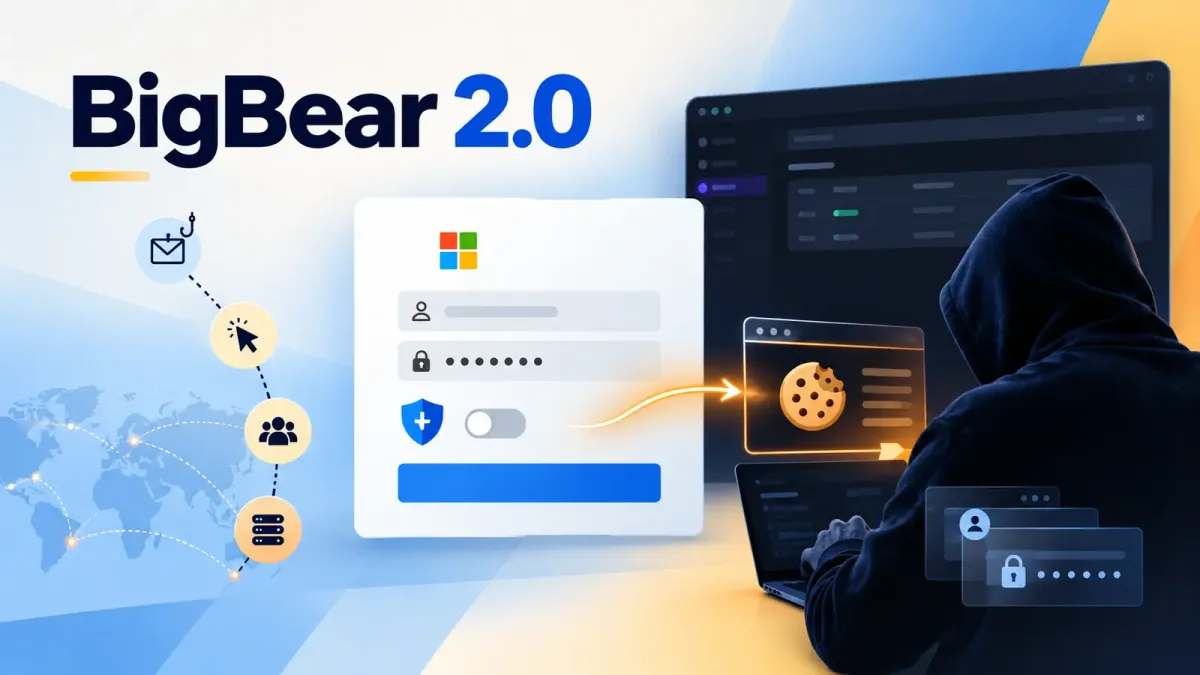Фишинг кампанията BigBear 2.0 с Evilginx2 заобикаля двуфакторната автентификация на Microsoft 365 чрез кражба на бисквитки за сесия