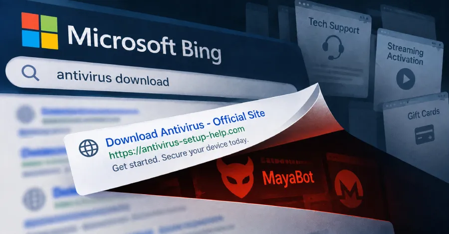 BengalSEO отравя резултатите от търсенето в Bing за разпространение на MayaBot и измами с техническа поддръжка