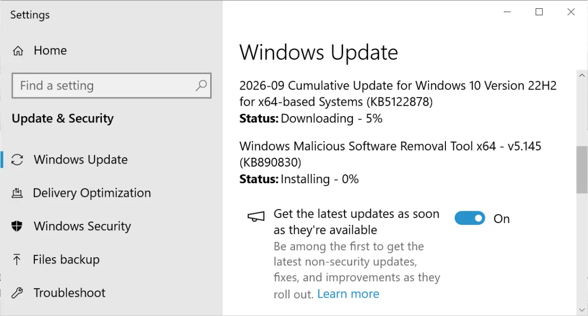 Актуализация за Windows 10 KB5122878