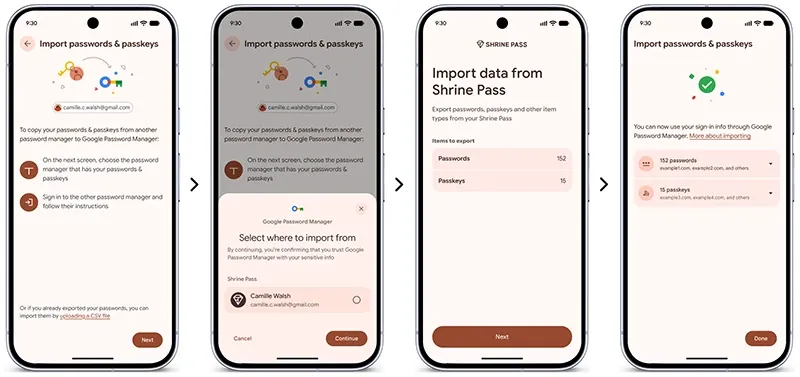 Прехвърляне на данни между мениджъри на пароли в Android