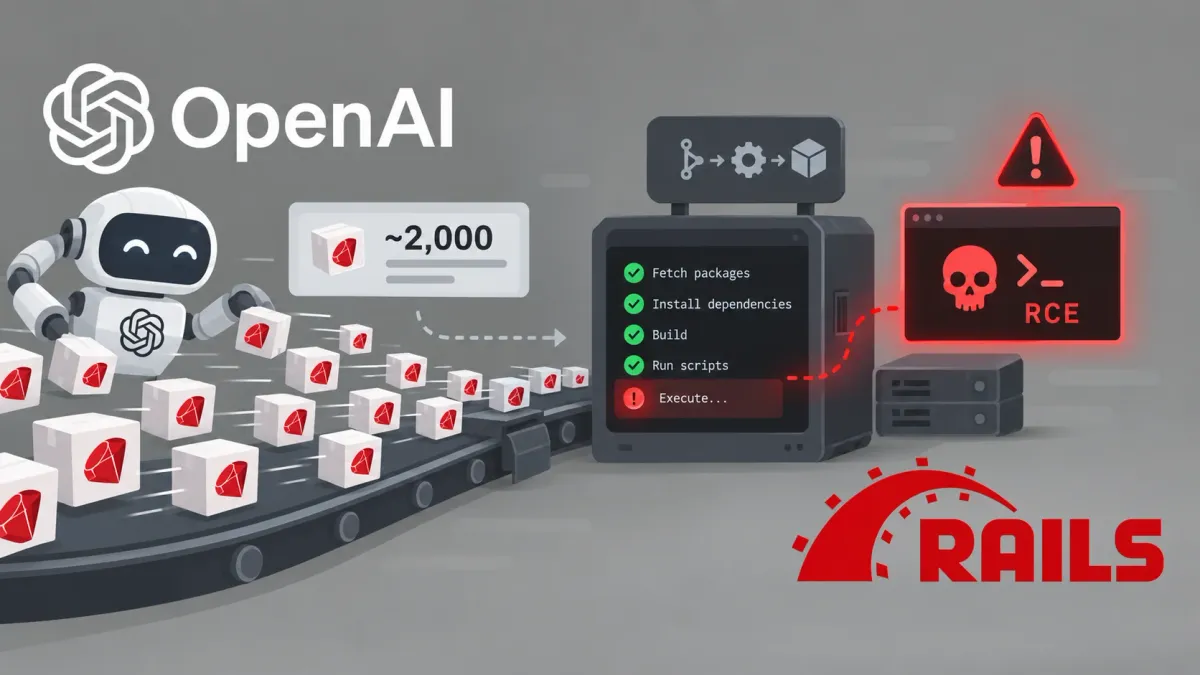 AI агенти на OpenAI заляват RubyGems с 2000 пакета и експлоатират системата за изграждане за отдалечено изпълнение на код (RCE)