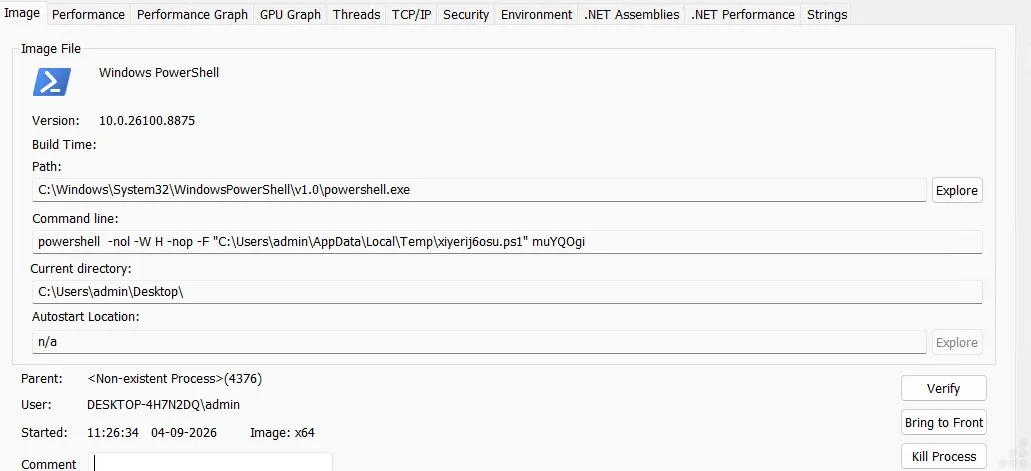 Execution of bat file through PowerShell (Source – Point Wild)