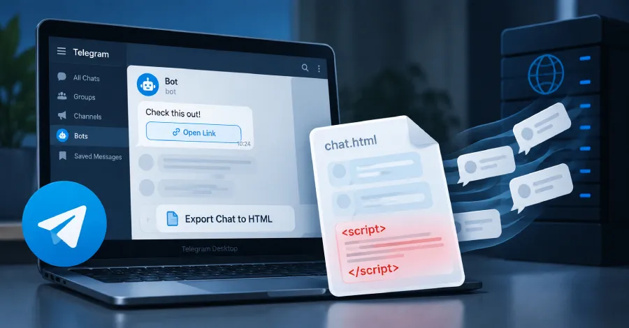 Недостатък в Telegram Desktop позволява на скрит JavaScript да извлича съобщения от HTML експорти