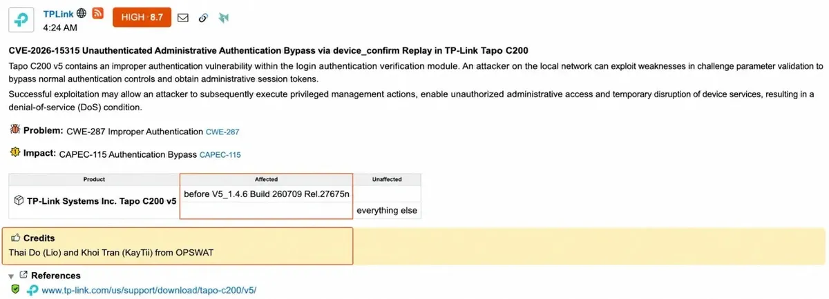 CVE-2026-1531 (Източник: OPSWAT)
