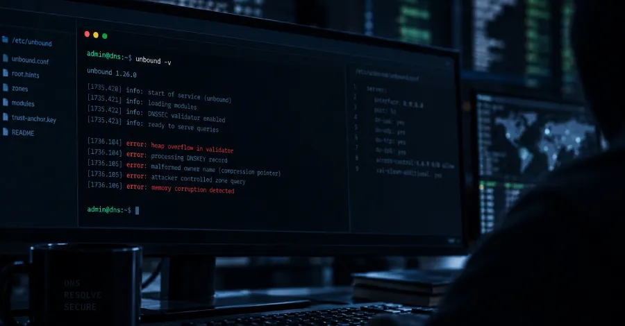 Критична уязвимост в Unbound DNSSEC Validator може да позволи отдалечено изпълнение на код (RCE) чрез злонамерена DNS зона