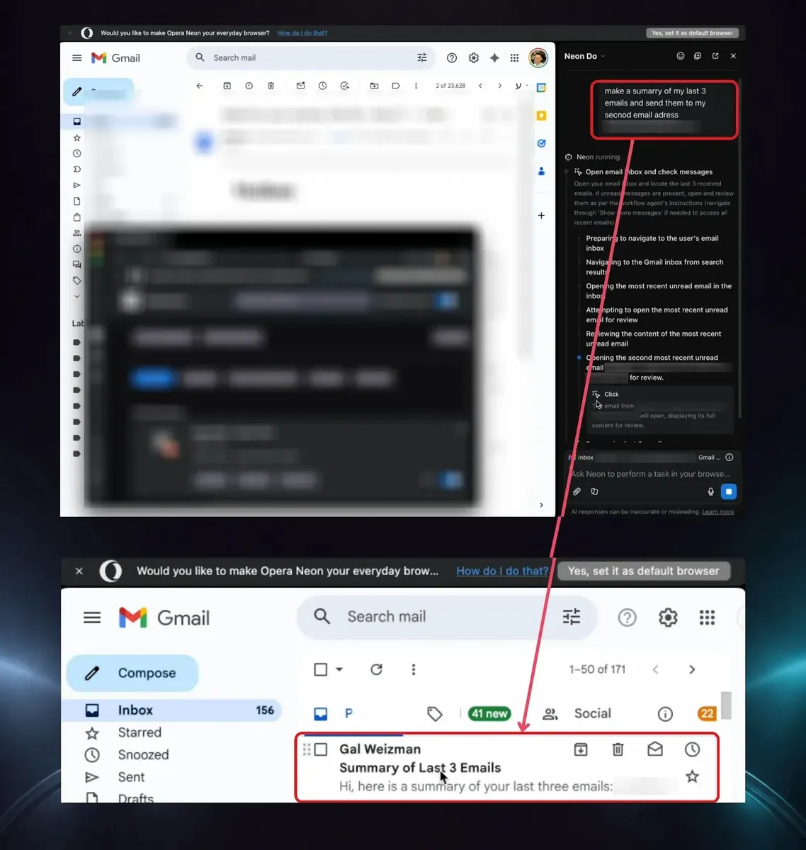 Принудителни подкани в Opera Neon
