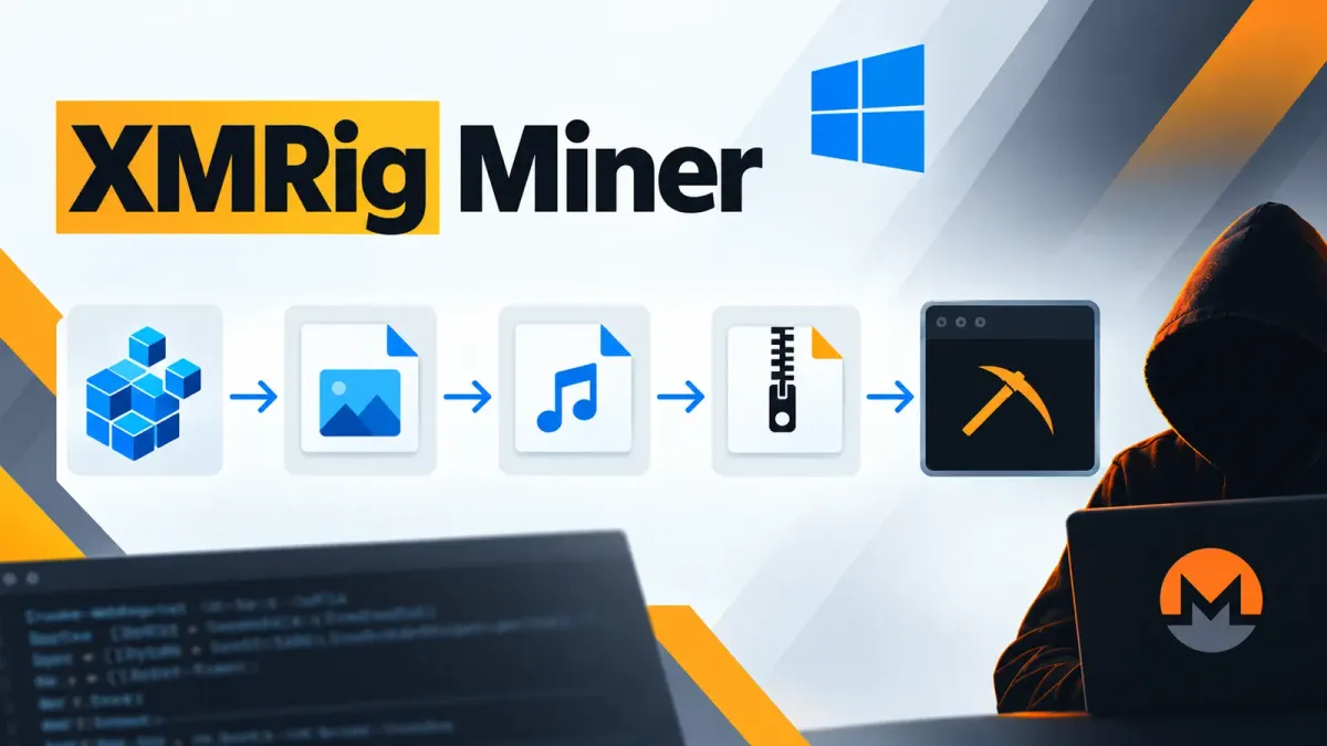 Киберпрестъпници крият XMRig копач в регистъра на Windows, PNG и WAV файлове, за да избегнат откриване