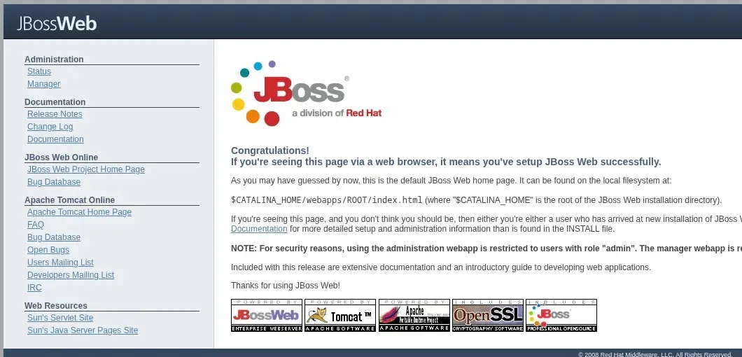 Инстанция на JBoss Web (Източник – Malwarebox)