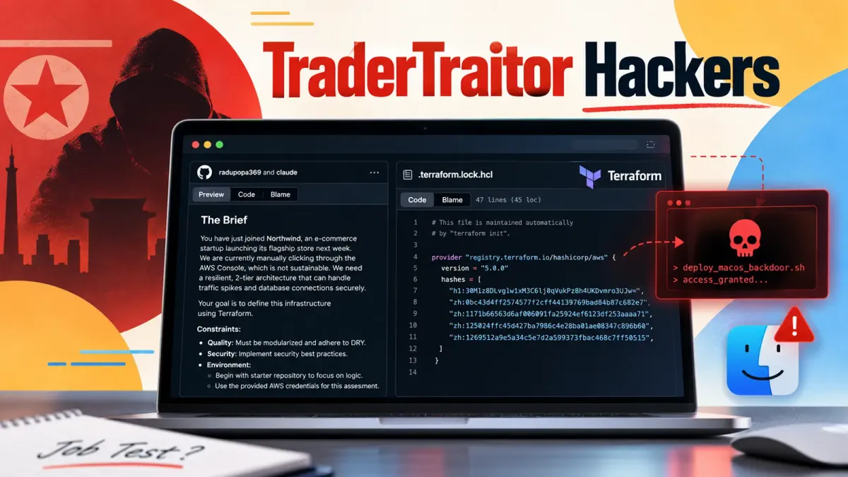 Севернокорейски хакери от групата TraderTraitor използват фалшиви Terraform тестове за работа, за да внедряват бекдори за macOS