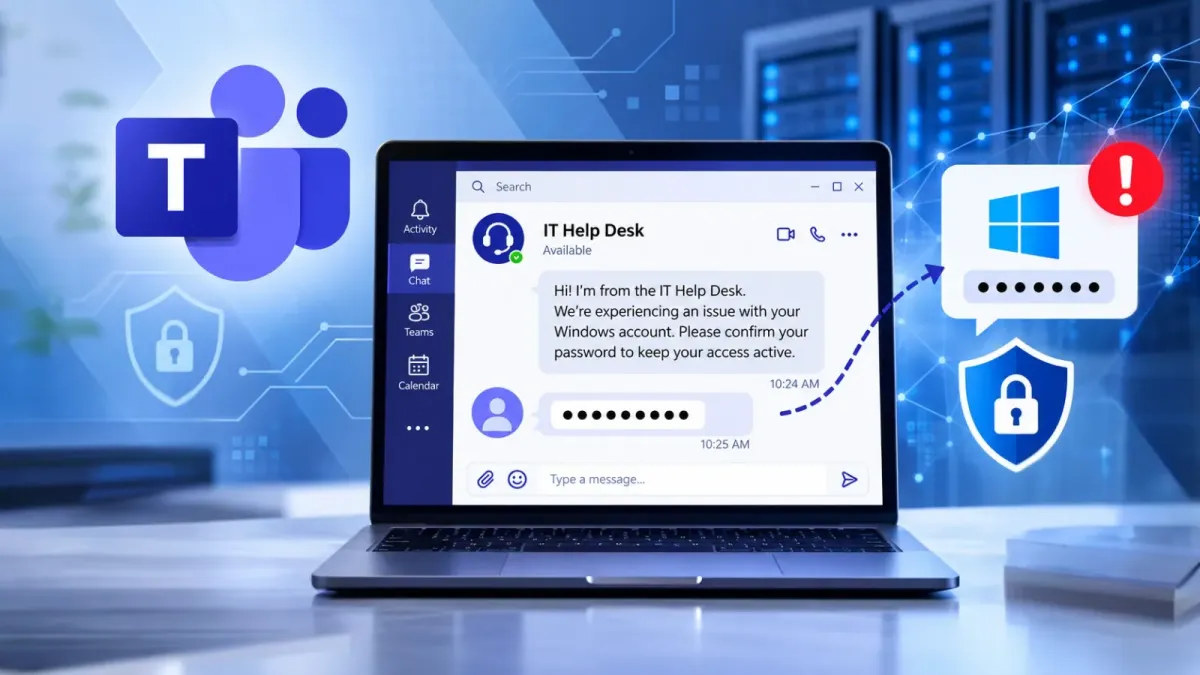 Хакери се представят за IT отдел в Microsoft Teams, за да откраднат пароли за Windows