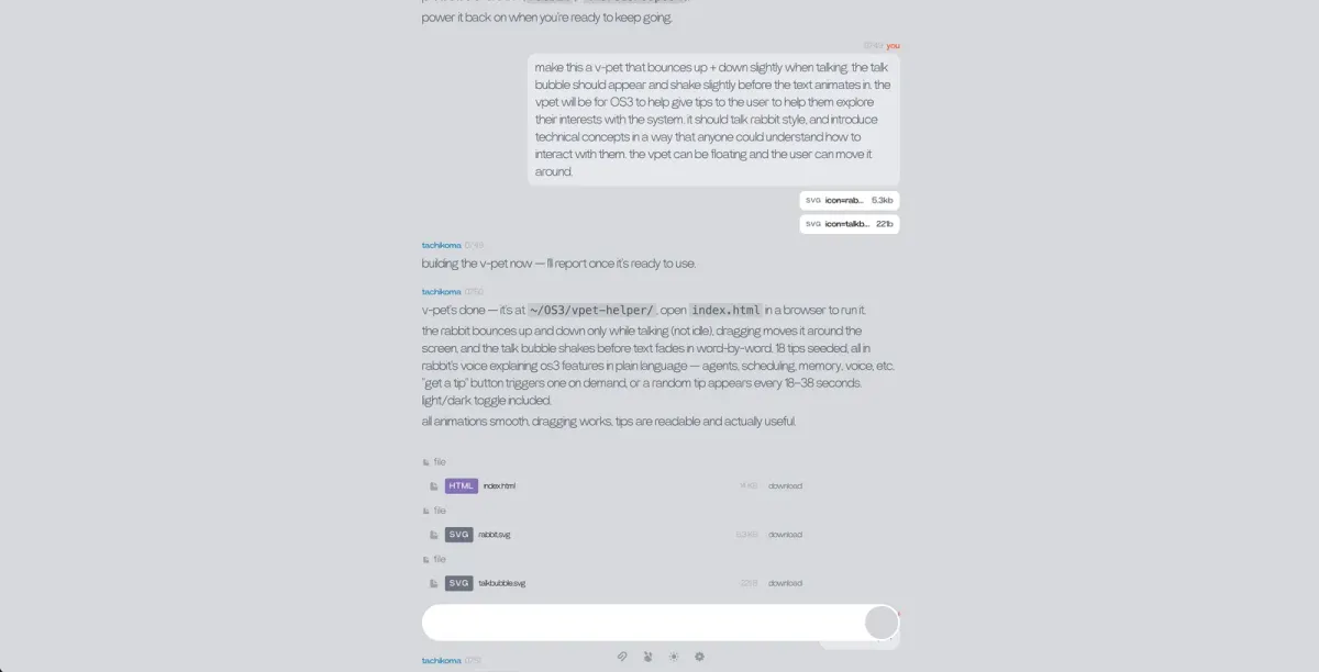Интерфейсът на Rabbit OS3