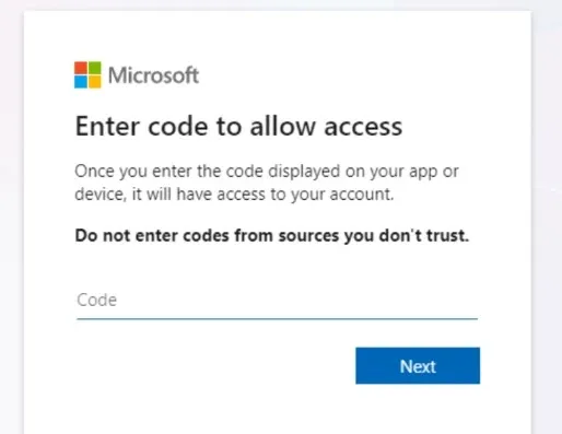 Пример за портал за вход с код на устройство на Microsoft (Източник – Microsoft)