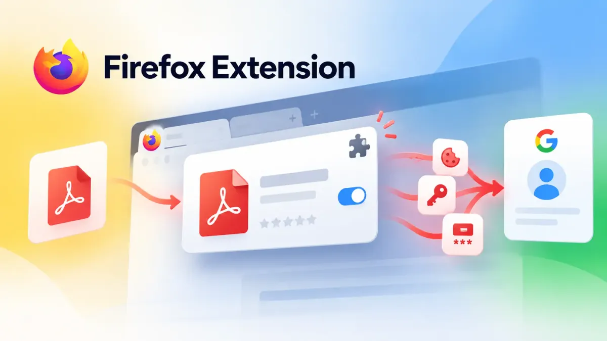 Злонамерено разширение за Firefox, маскирано като инструмент за PDF, краде сесии за профили в Google