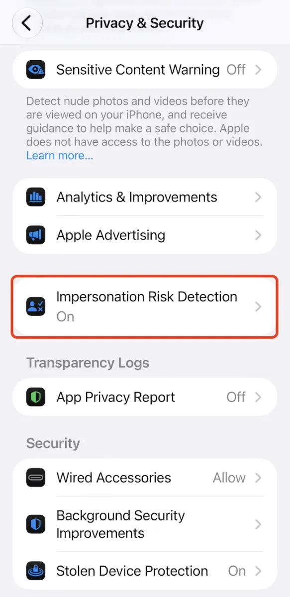 Apple Impersonation Risk Detection