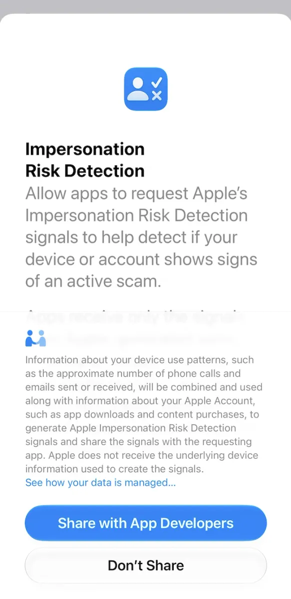 Apple Impersonation Risk Detection