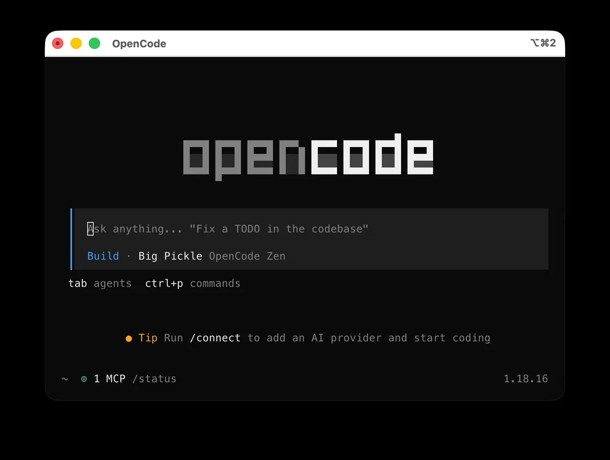 Потребителски интерфейс в терминала на OpenCode