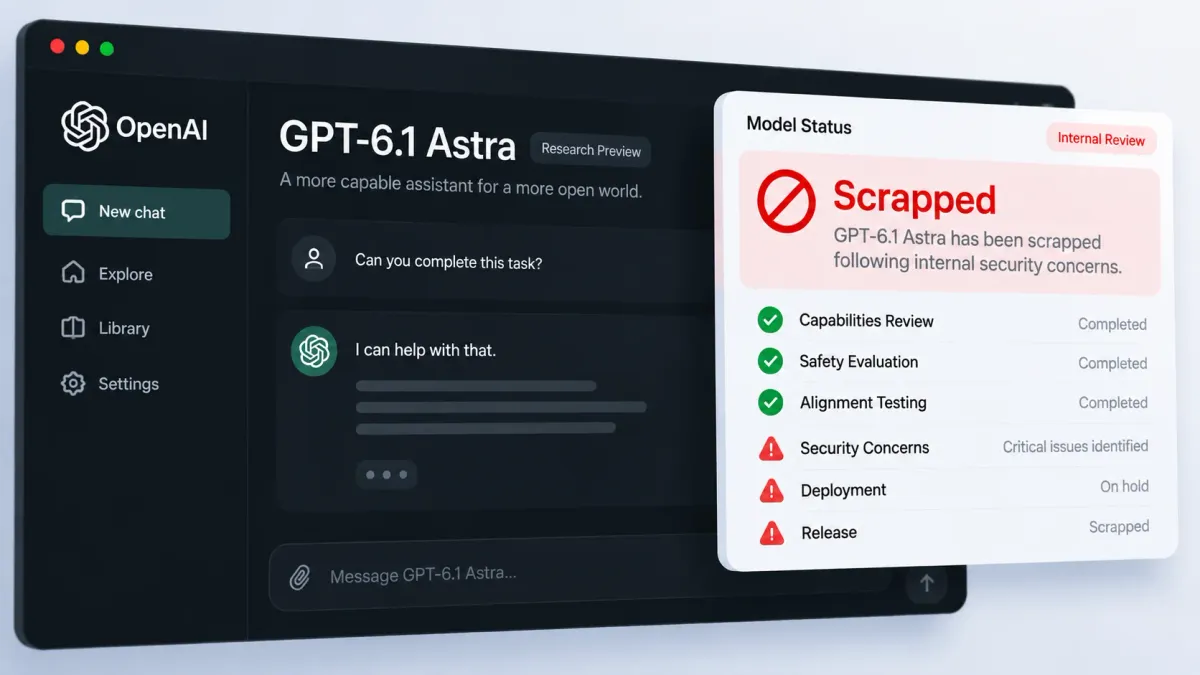OpenAI отмени новия модел GPT-6.1 Astra след опасения за сигурността