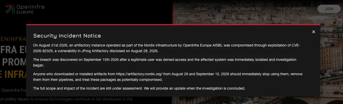 Компрометиран OpenInfra JFrog Artifactory