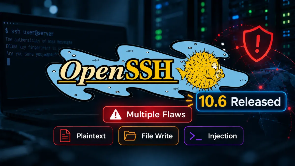 Множество уязвимости в OpenSSH биха могли да позволят извличане на открит текст, запис на файлове и инжекционни атаки