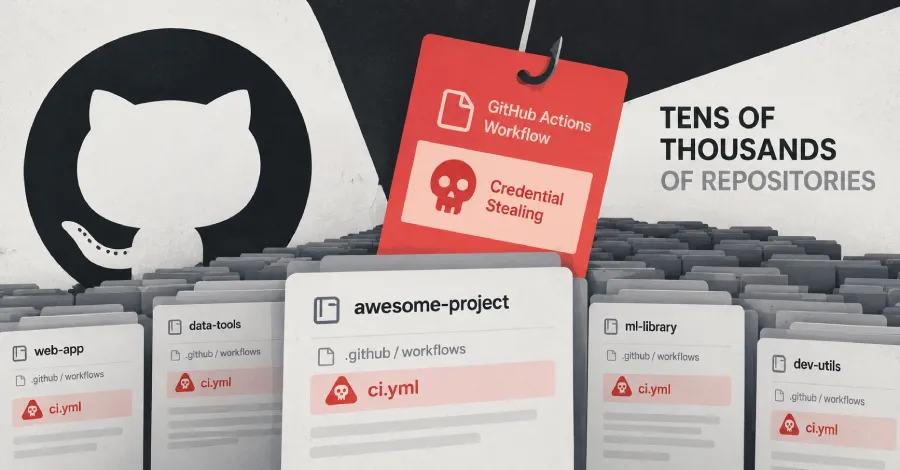 Работни процеси в GitHub Actions за кражба на идентификационни данни са внедрени в десетки хиляди хранилища