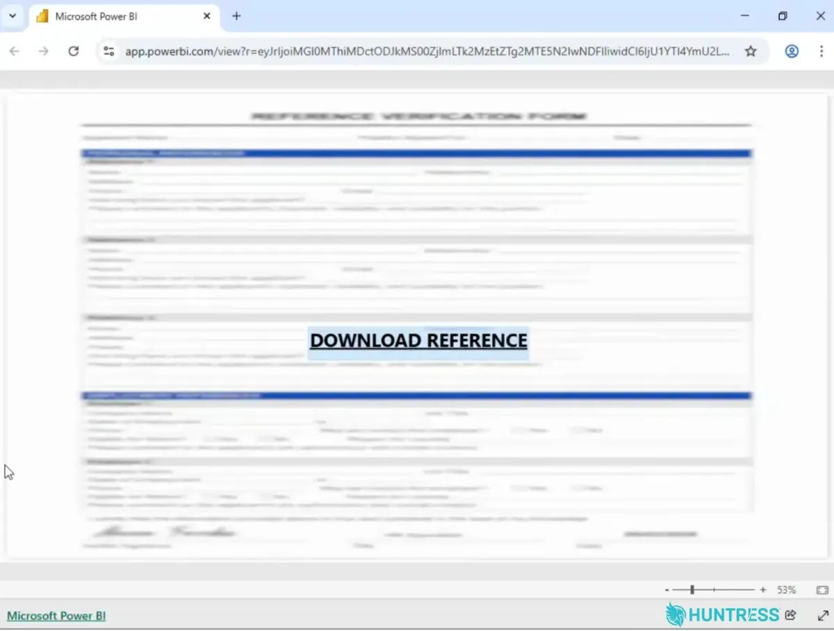 Легитимният домейн на Power BI (Източник – Huntress)