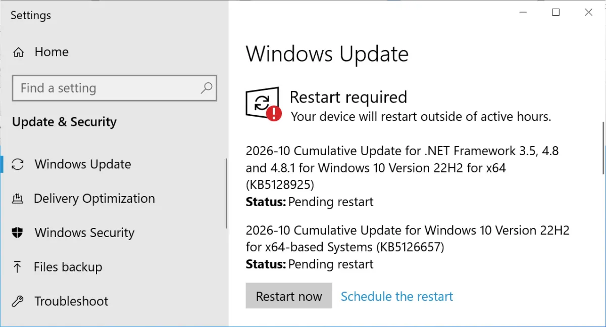 Обновление Windows 10 KB5126657