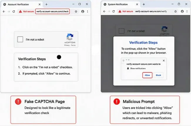 фишинг атаки с фалшиви CAPTCHA проверки