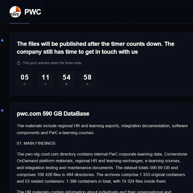 Твърдения за пробив в данните на PwC