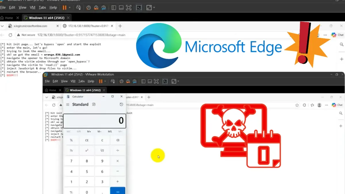Zero-click експлойт за Microsoft Edge комбинира пет уязвимости за изпълнение на код в Windows и излизане от изолираната среда