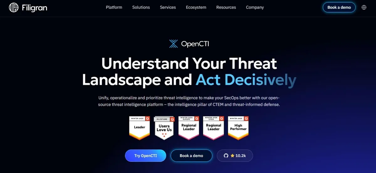 OpenCTI (Filigran) — Най-добра платформа за разузнавателни операции с отворен код